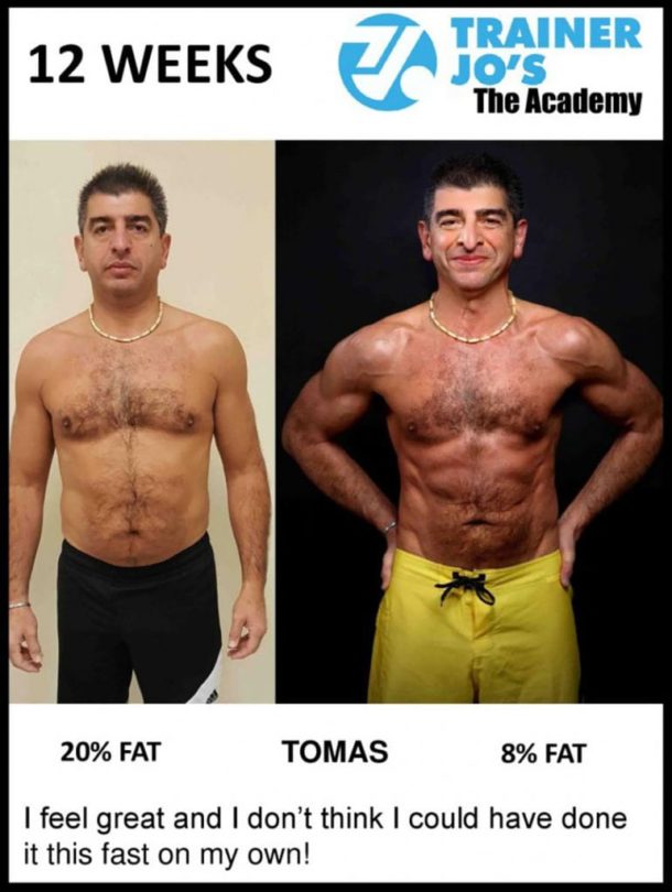 older man cuts body fat percentage in half picture TrainerJo's The